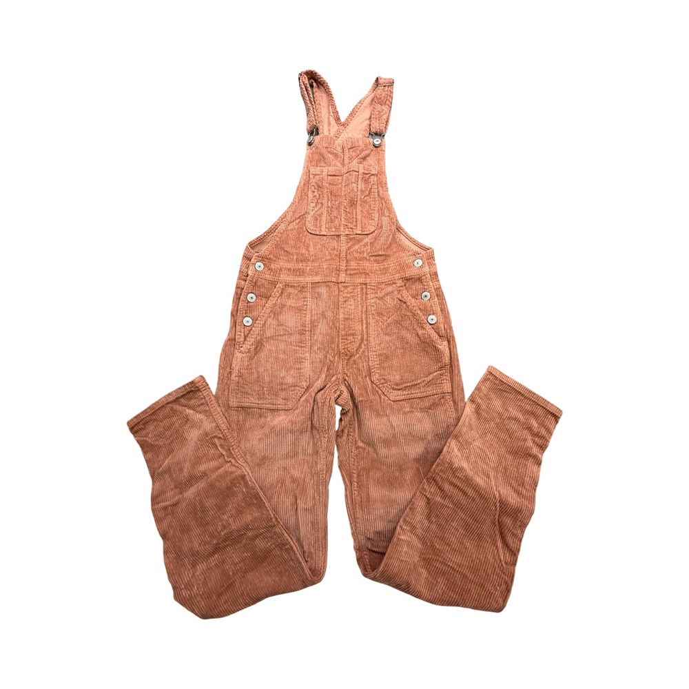 American Eagle Overalls Womens XS Terracotta Corduroy Bib Straight Leg Boho